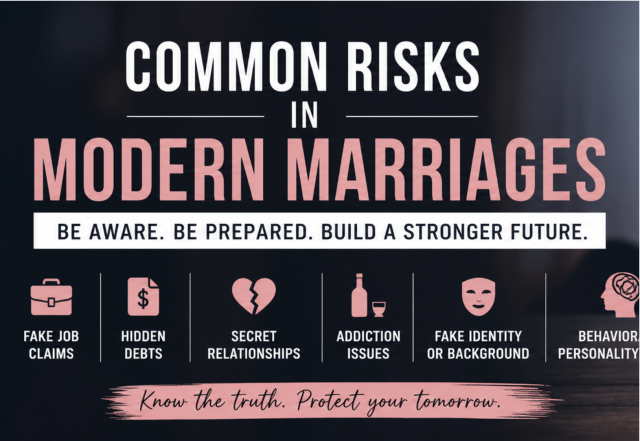 common risks in modern marriages, pre matrimonial investigation